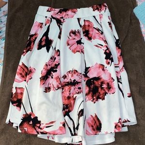 pink and white flare skirt